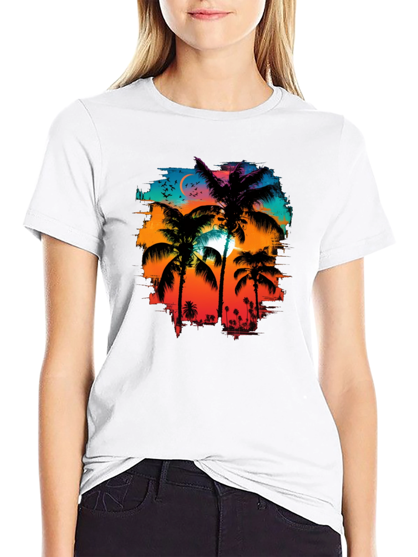 Palm Tree Sunset Graphic Tee