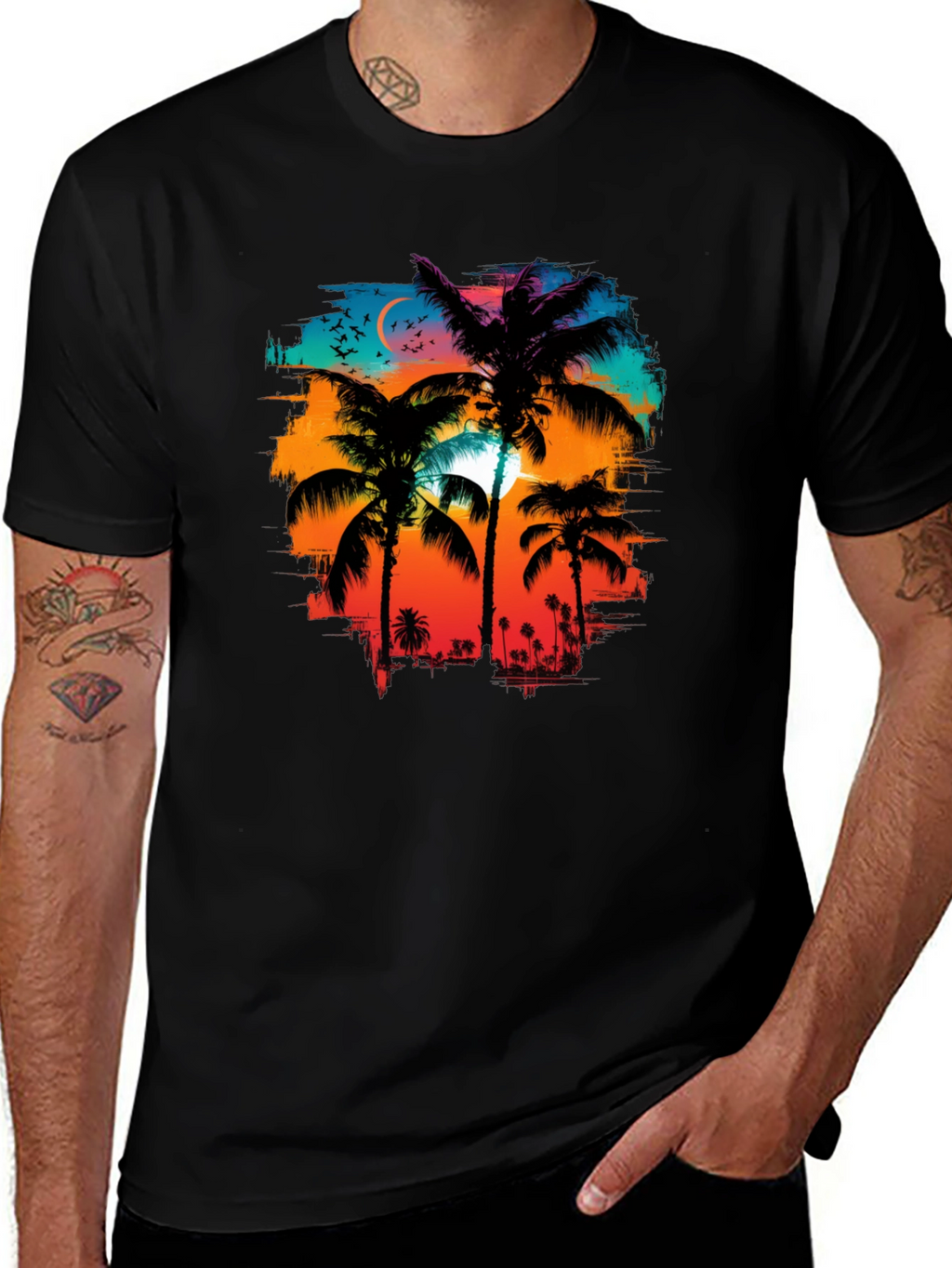 Palm Tree Sunset Graphic Tee