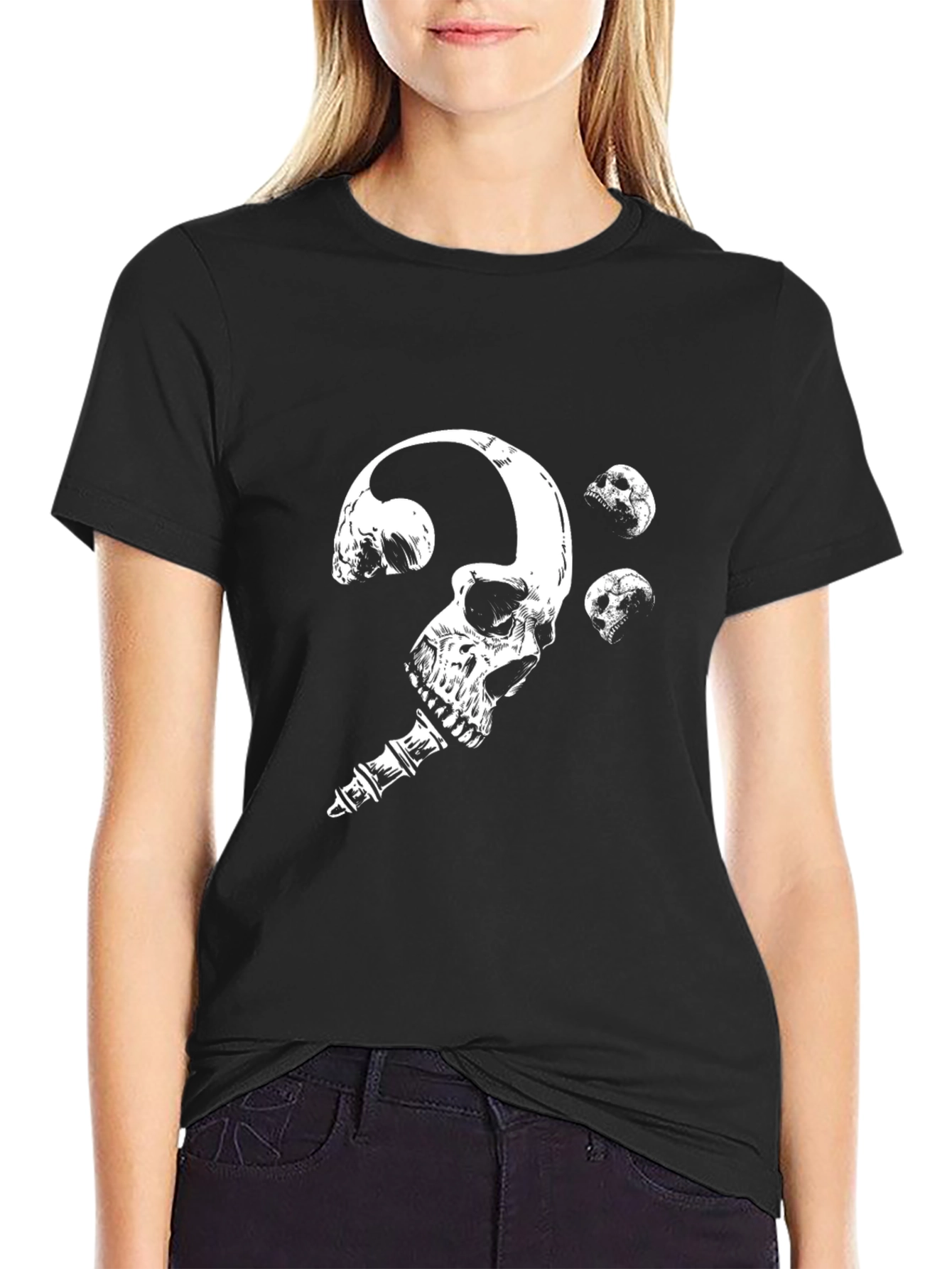 Skull Bass Clef T-Shirt - Gothic Music Tee