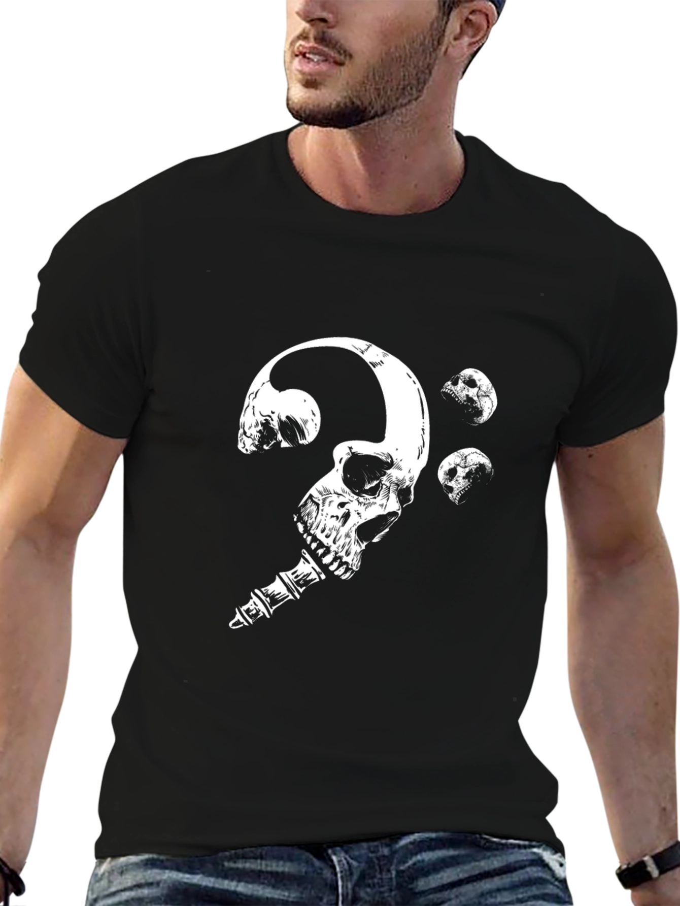 Skull Bass Clef T-Shirt - Gothic Music Tee