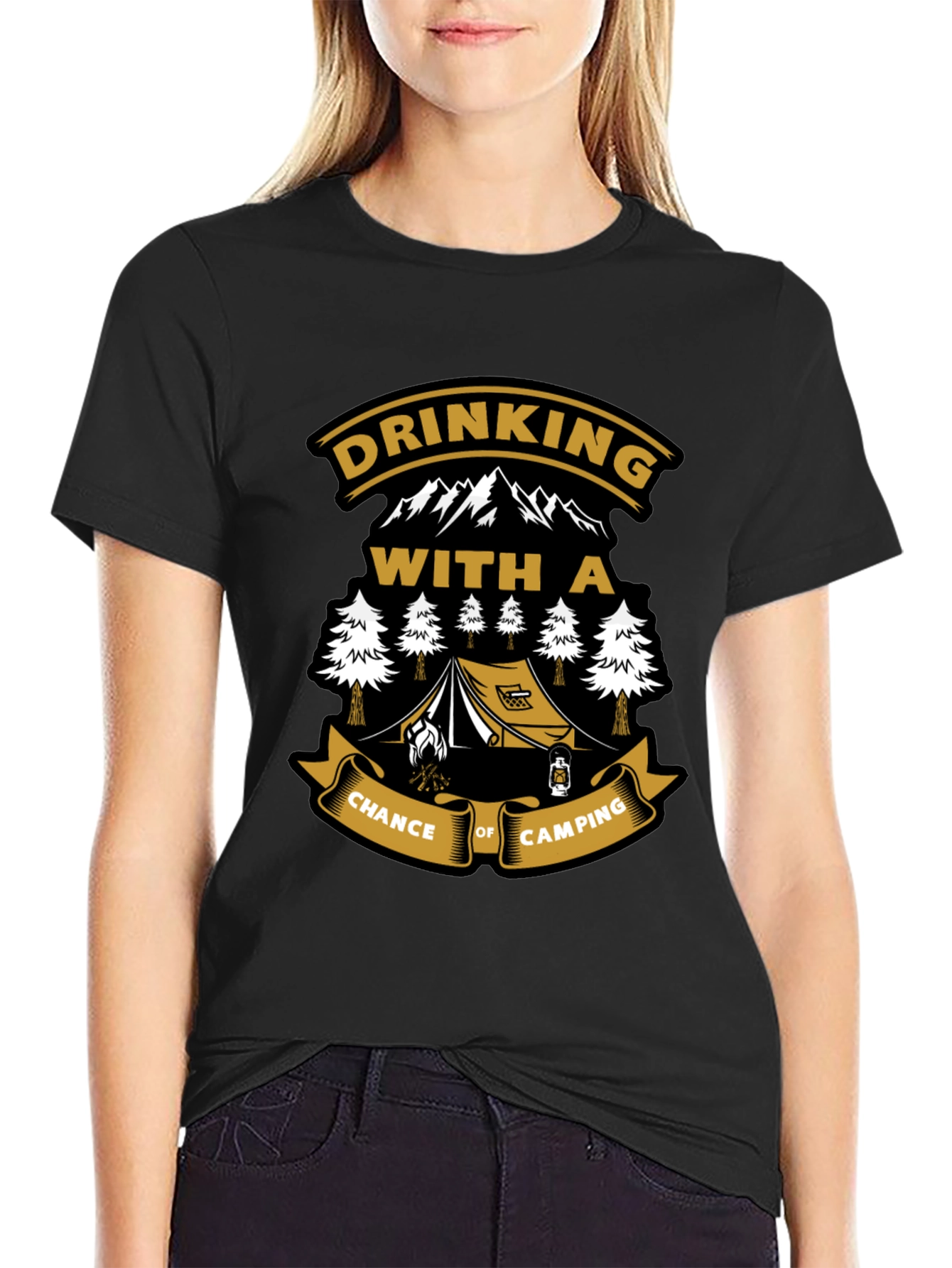 Drinking With a Chance of Camping Black T-Shirt