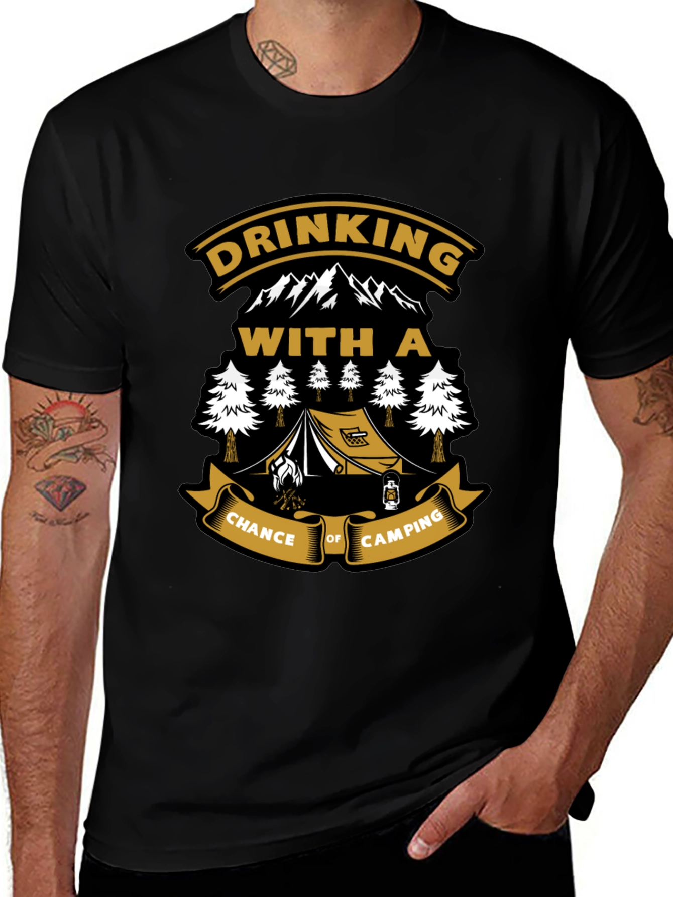 Drinking With a Chance of Camping Black T-Shirt