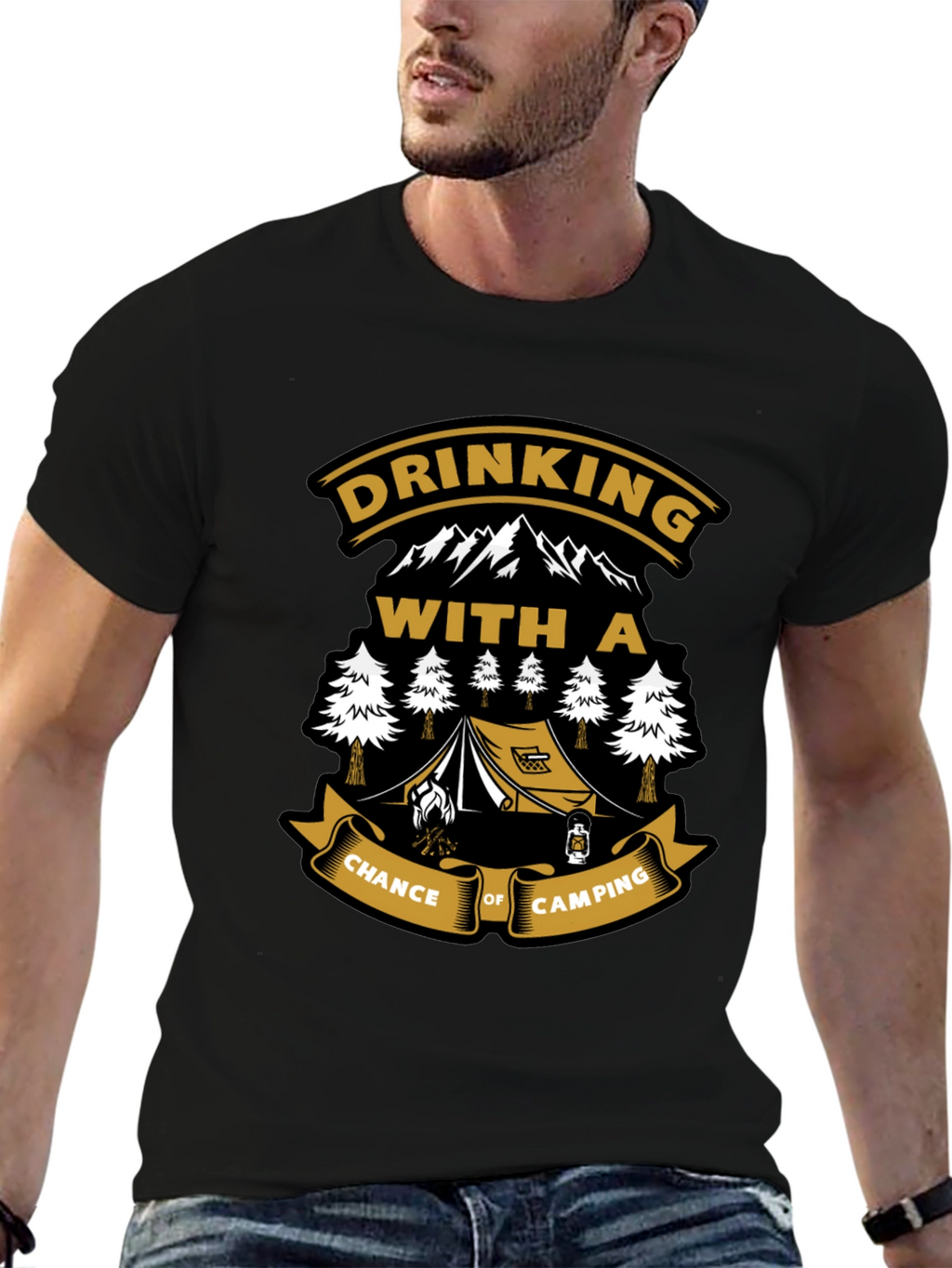 Drinking With a Chance of Camping Black T-Shirt