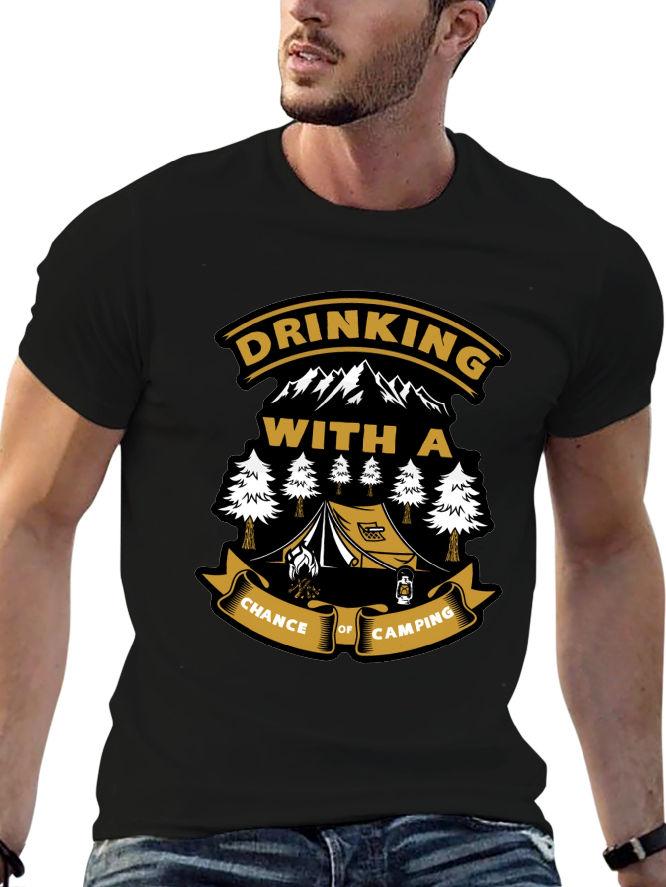 Drinking With a Chance of Camping Black T-Shirt
