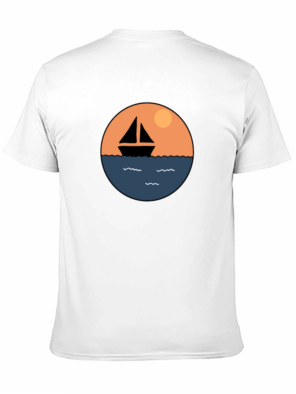Nautical Sailboat Graphic Tee - Black Cotton T-Shirt