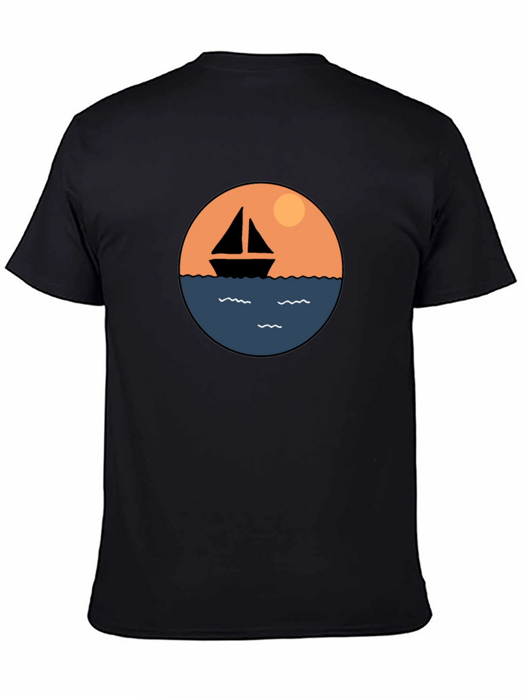 Nautical Sailboat Graphic Tee - Black Cotton T-Shirt