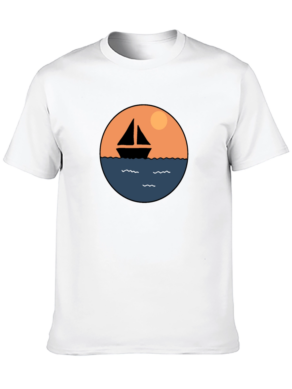 Nautical Sailboat Graphic Tee - Black Cotton T-Shirt