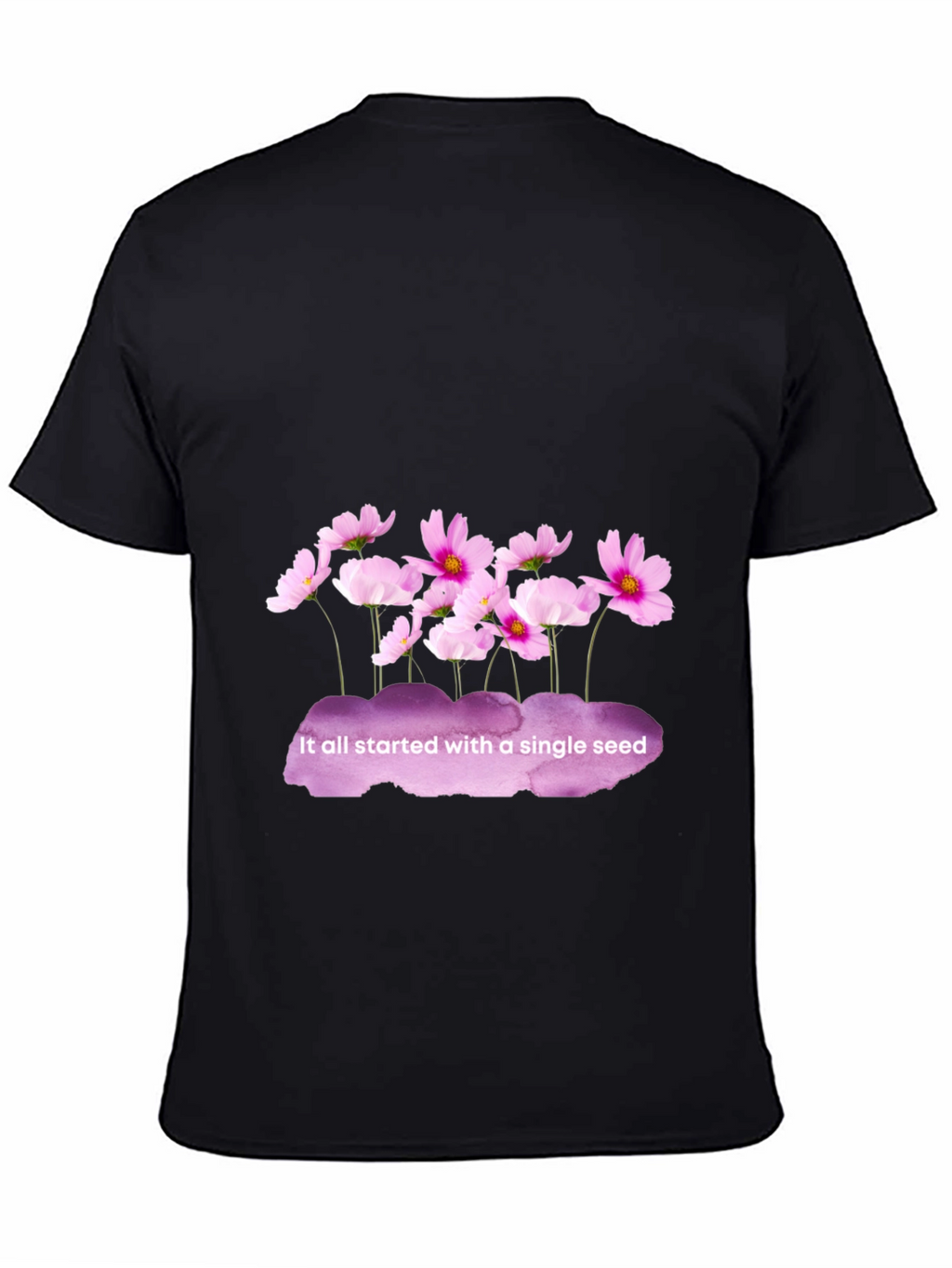 Floral Seed T-Shirt - Black Cotton Tee