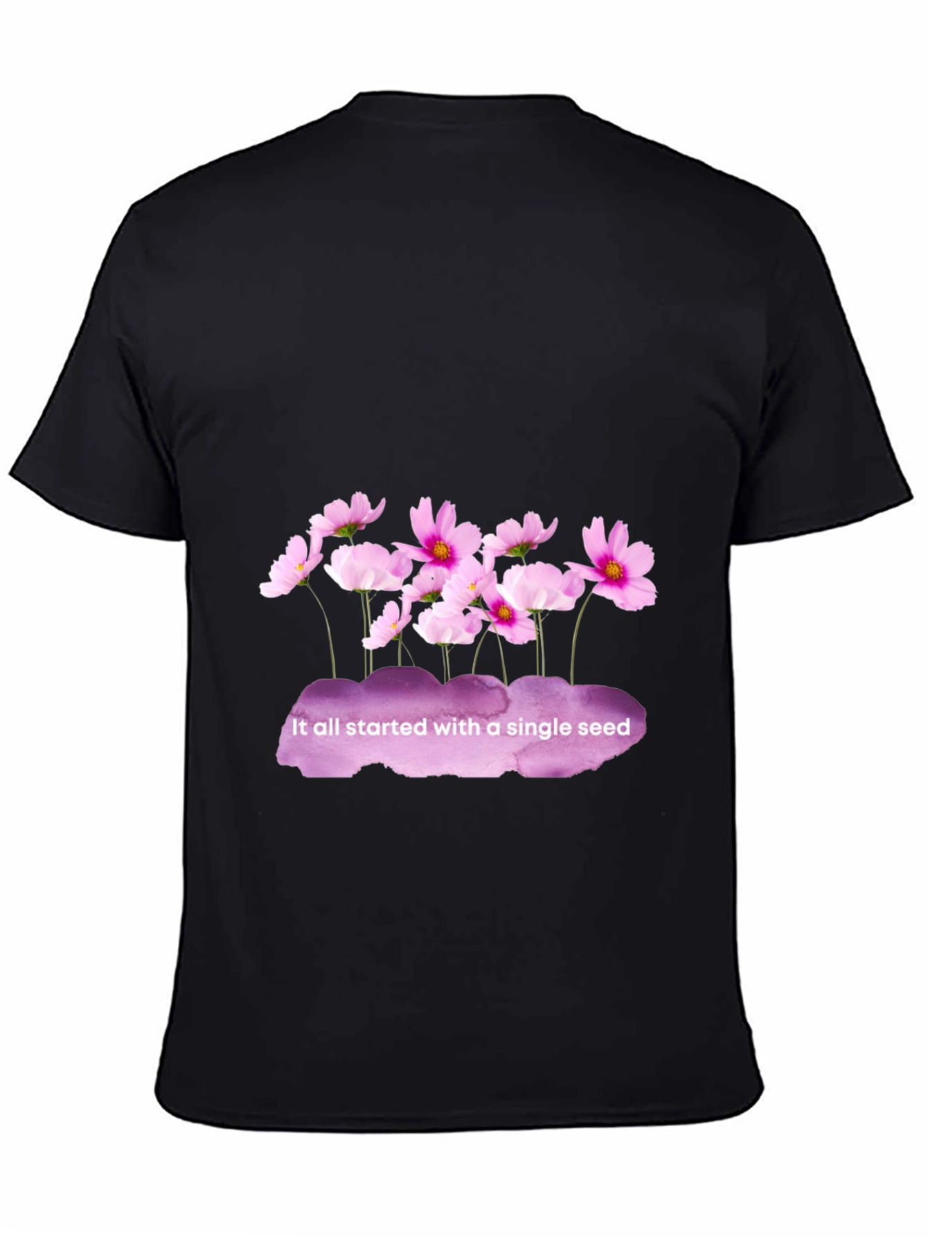 Floral Seed T-Shirt - Black Cotton Tee