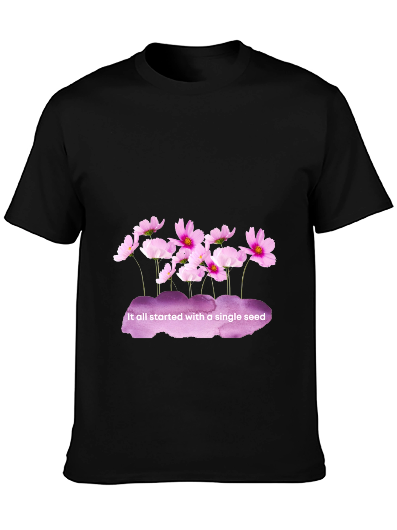Floral Seed T-Shirt - Black Cotton Tee