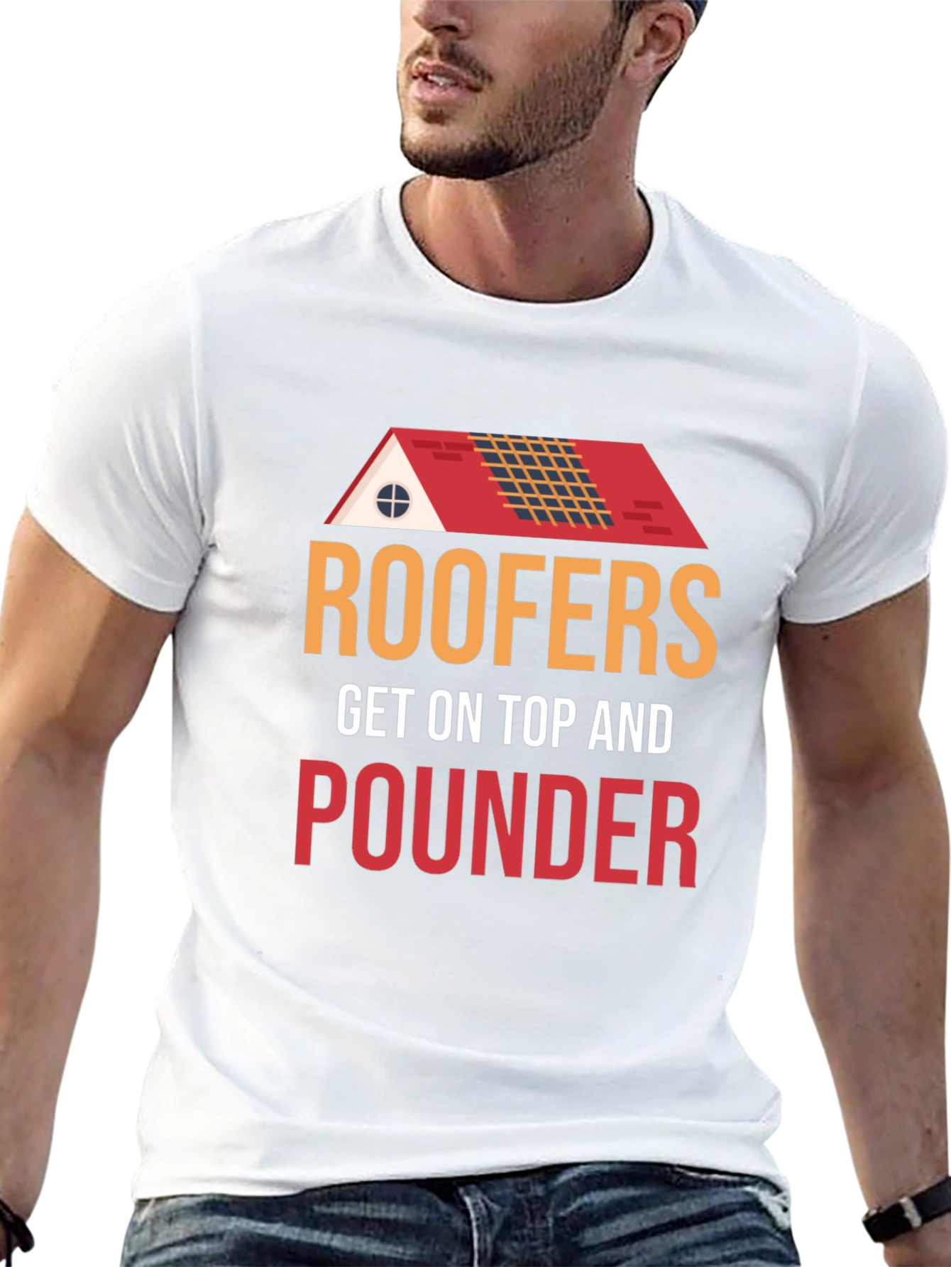 Roofers Get On Top And Pounder Black T-Shirt