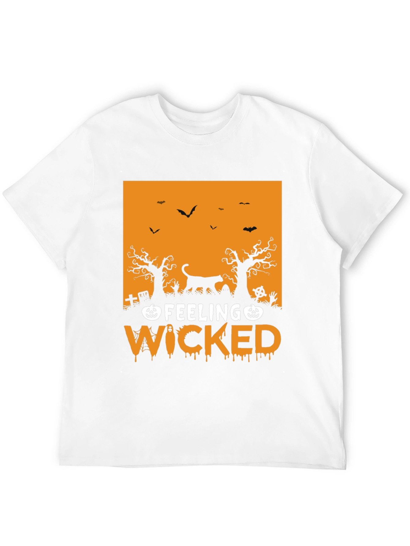 Feeling Wicked Halloween T-Shirt - Black Cat Design