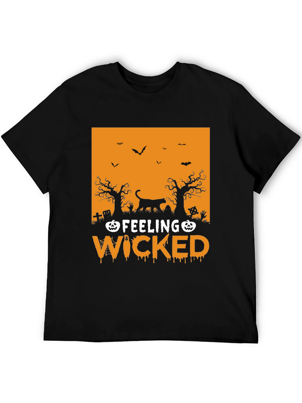 Feeling Wicked Halloween T-Shirt - Black Cat Design