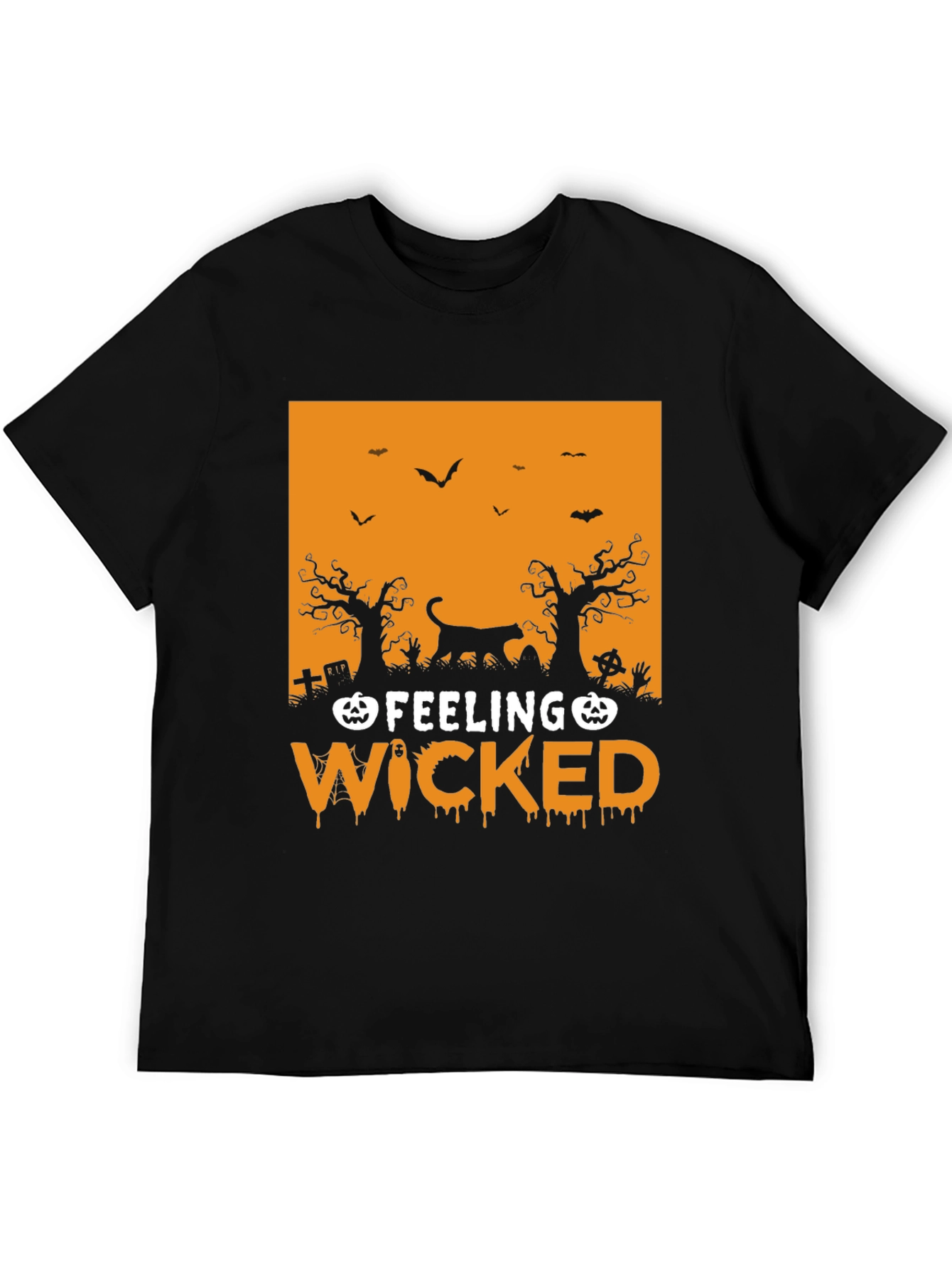 Feeling Wicked Halloween T-Shirt - Black Cat Design