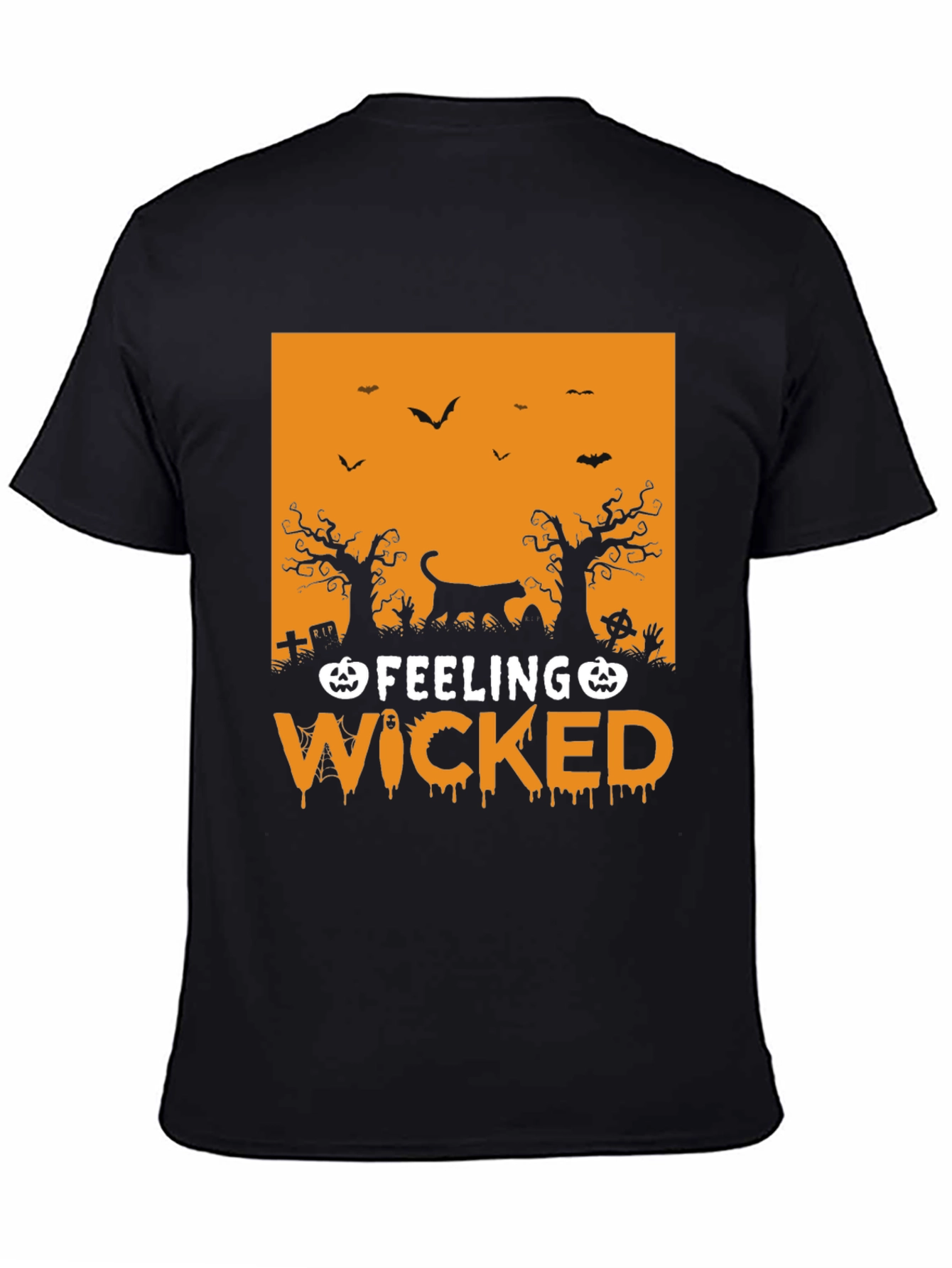 Feeling Wicked Halloween T-Shirt - Black Cat Design