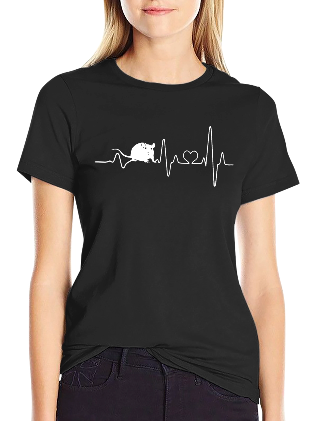 Mouse Heartbeat Graphic Tee - Novelty Design T-Shirt