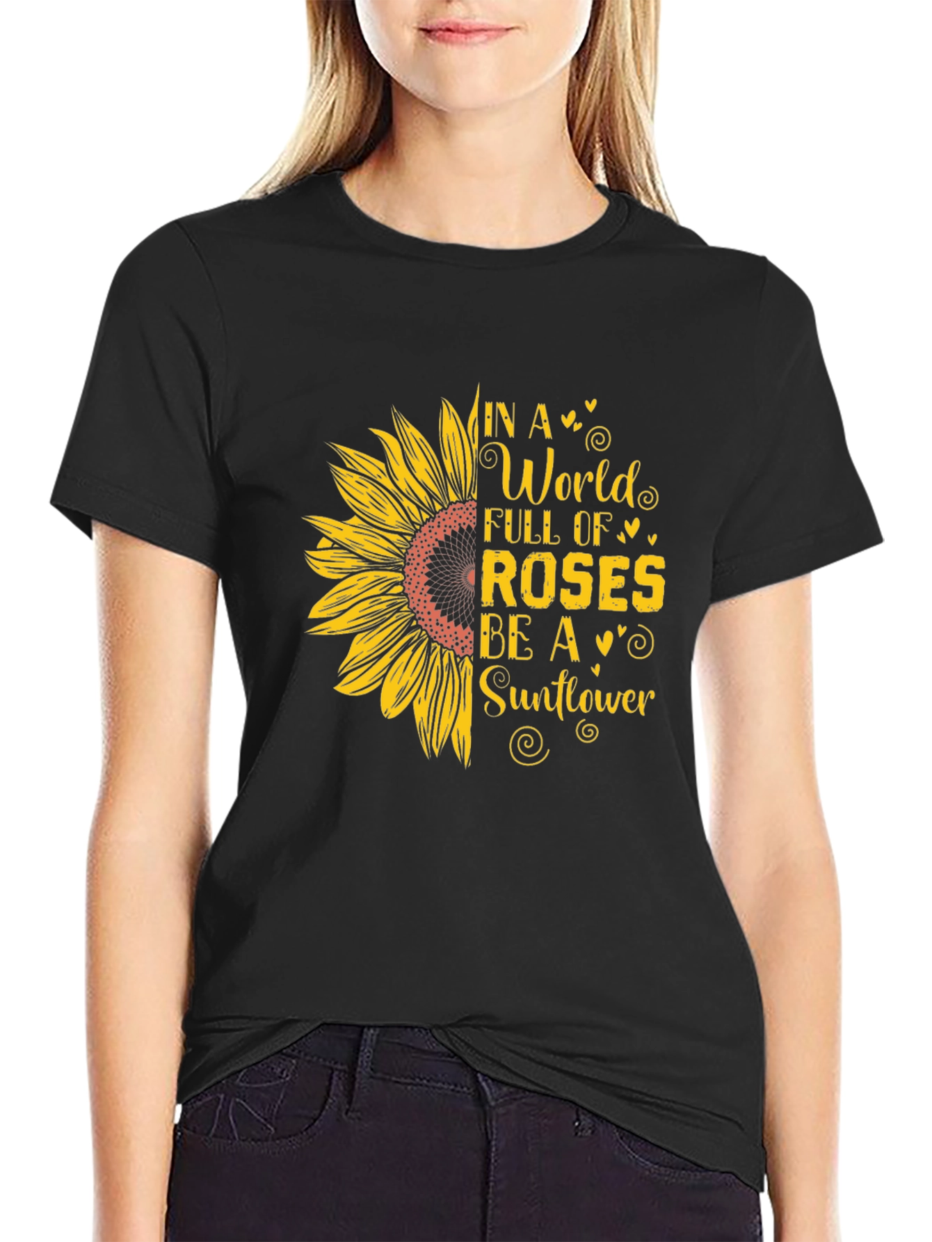 Sunflower Graphic Print T-Shirt - Be A Sunflower
