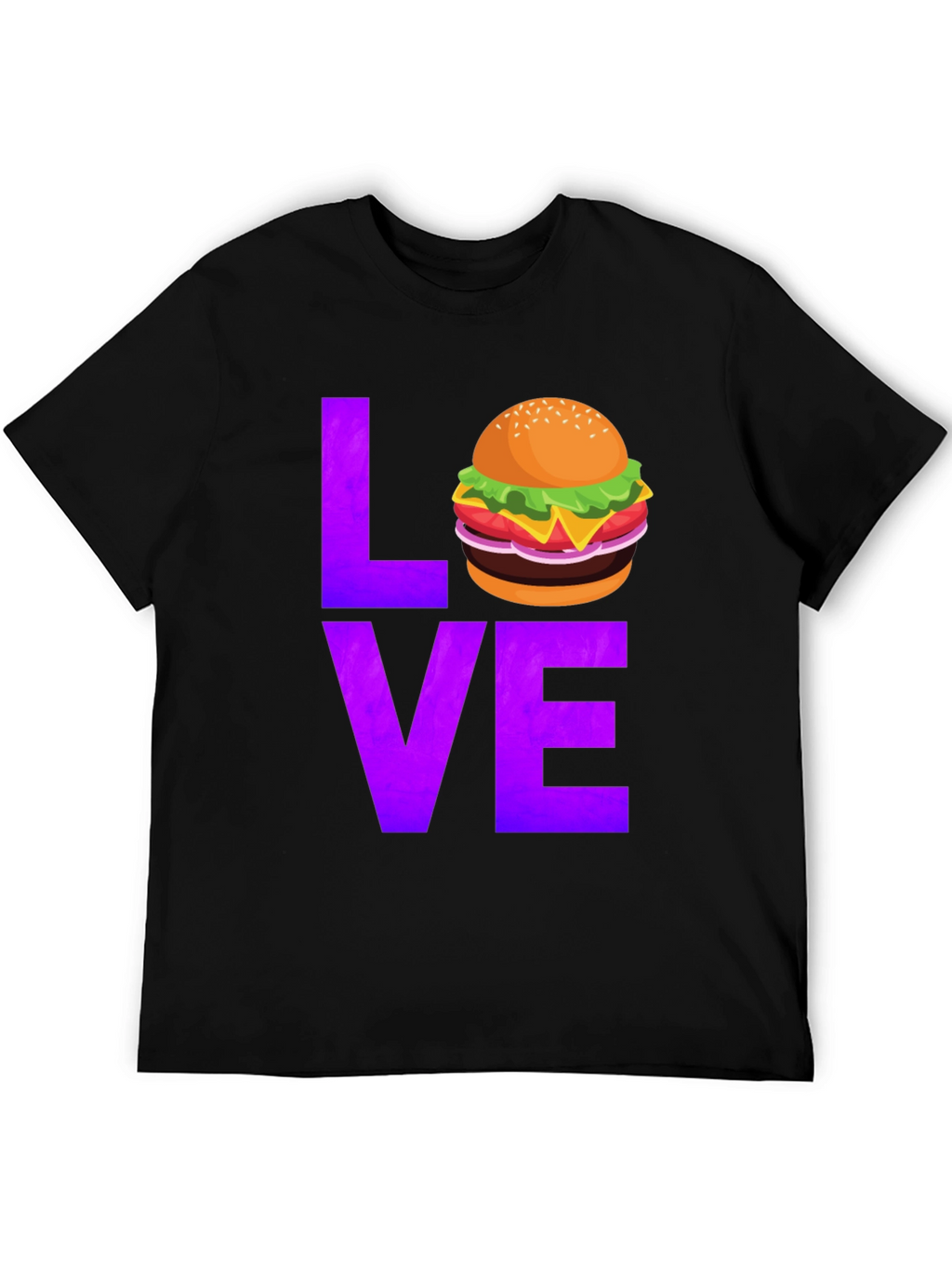 Burger Love Graphic Tee - Black Cotton T-Shirt