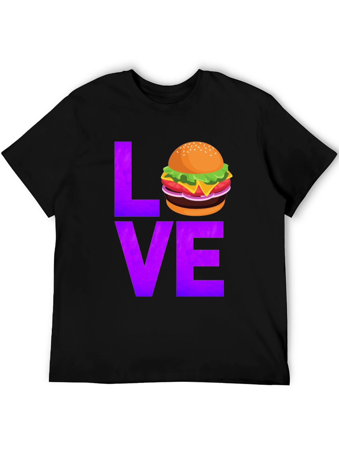 Burger Love Graphic Tee - Black Cotton T-Shirt