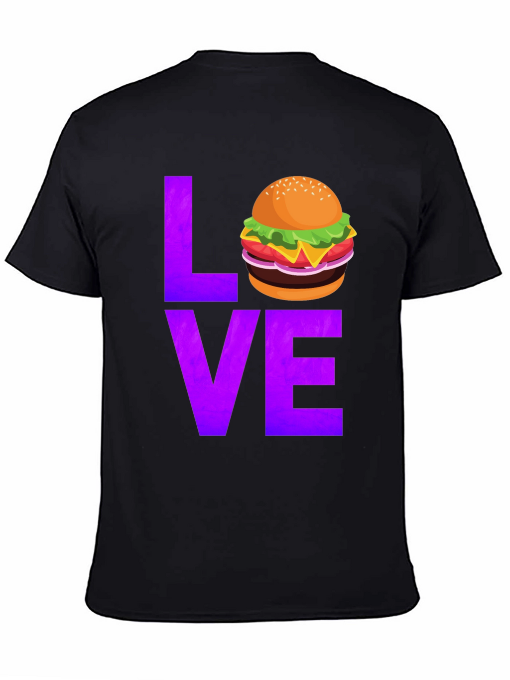 Burger Love Graphic Tee - Black Cotton T-Shirt