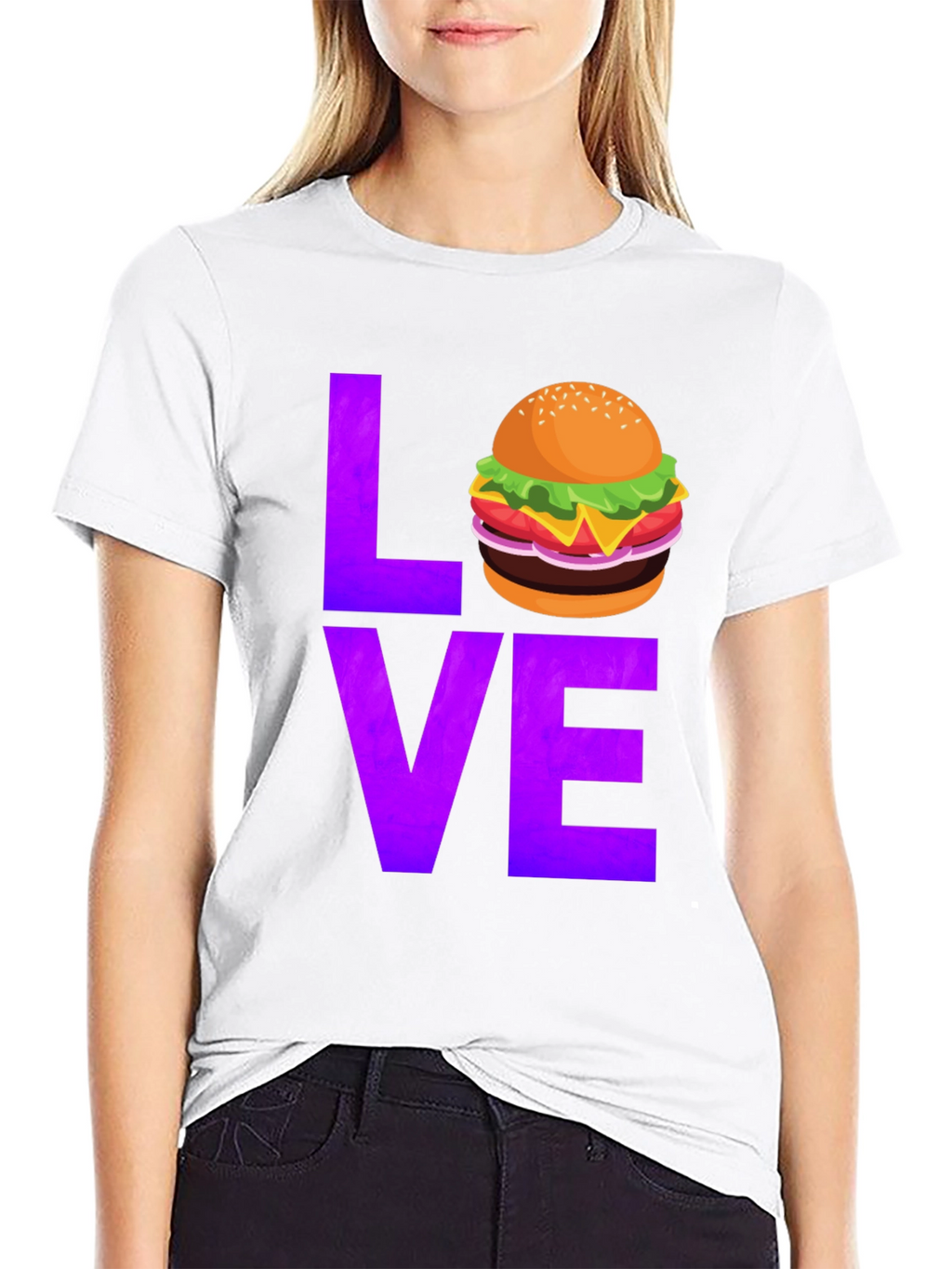 Burger Love Graphic Tee - Black Cotton T-Shirt