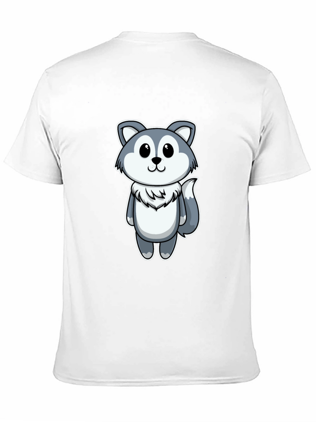 Cute Cartoon Wolf Graphic Tee - Black