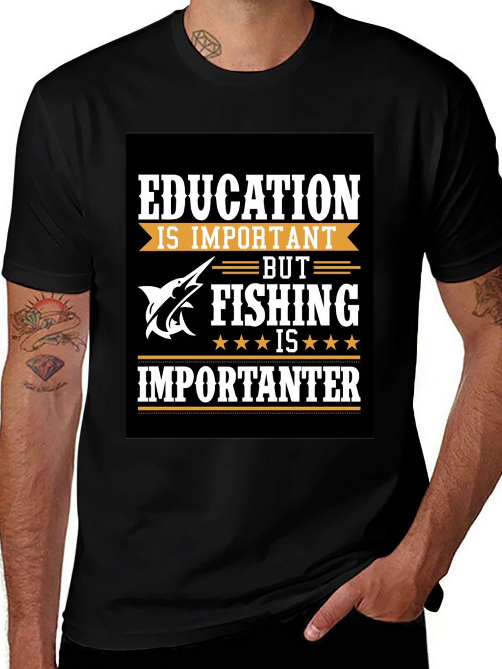 Fishing Humor T-Shirt - Education vs. Fishing
