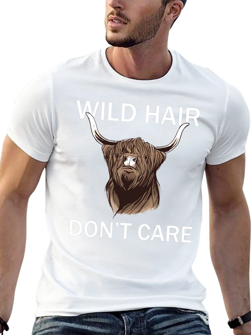 Wild Hair Dont Care Highland Cow T-Shirt