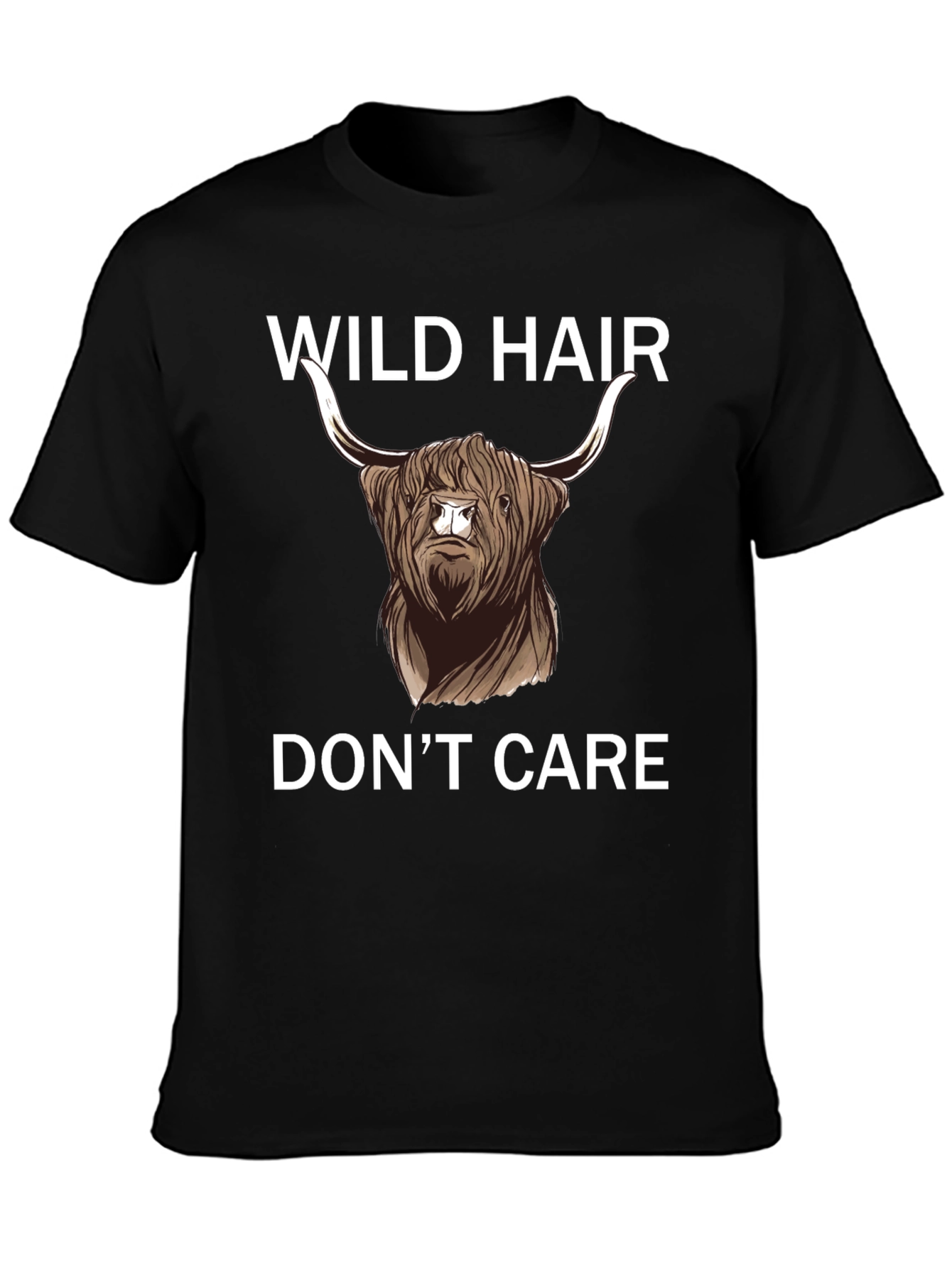 Wild Hair Dont Care Highland Cow T-Shirt