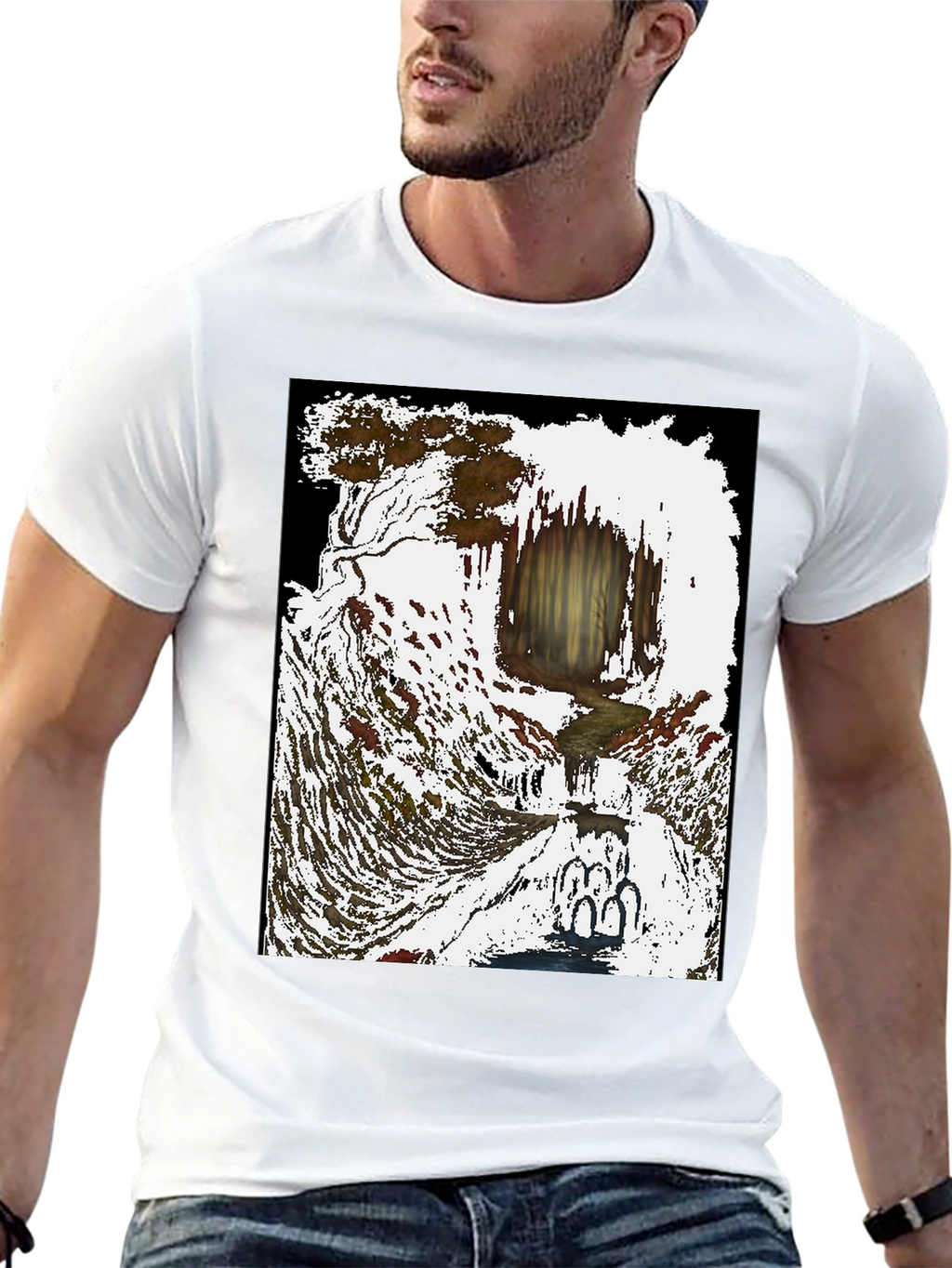 Artistic Waterfall Scene Tee