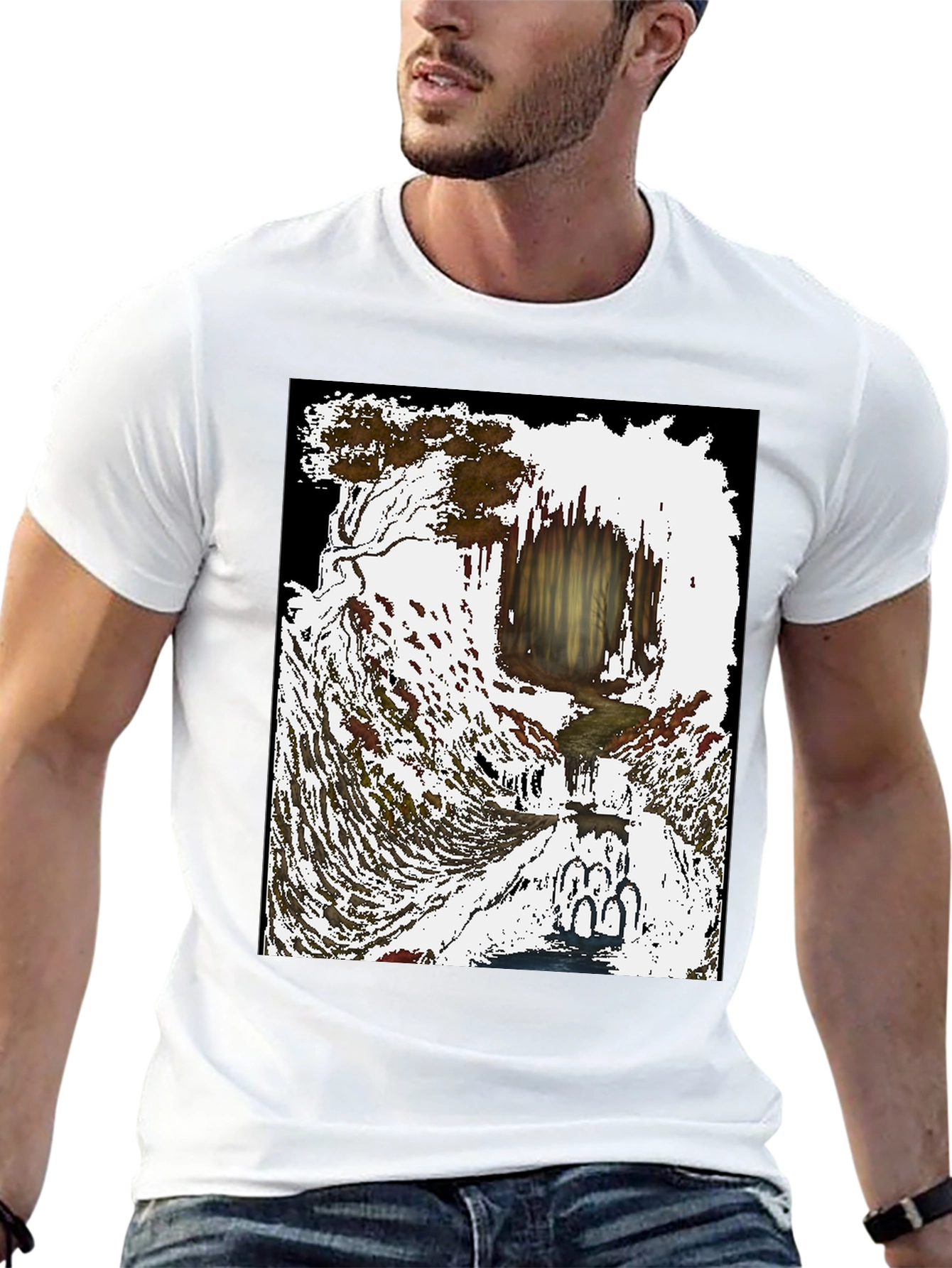 Artistic Waterfall Scene Tee