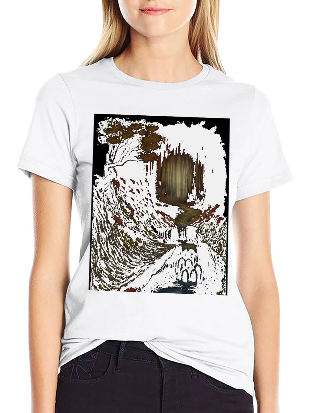Artistic Waterfall Scene Tee