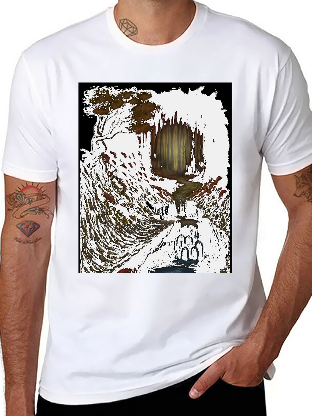 Artistic Waterfall Scene Tee