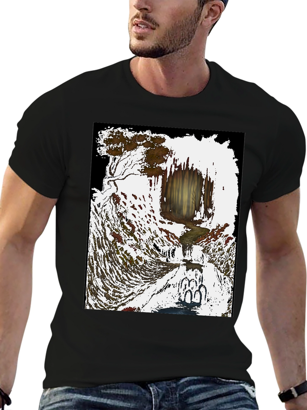 Artistic Waterfall Scene Tee