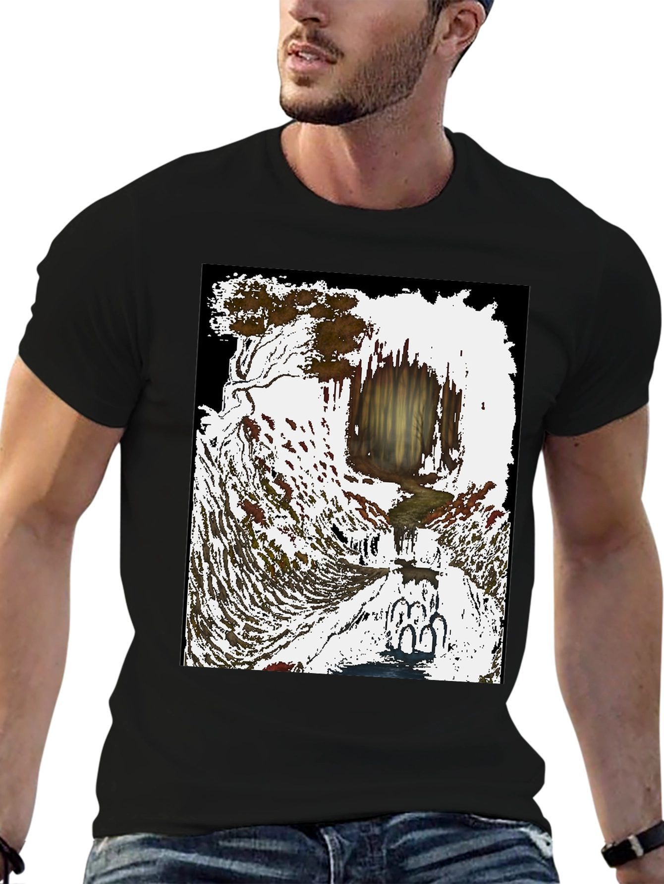 Artistic Waterfall Scene Tee