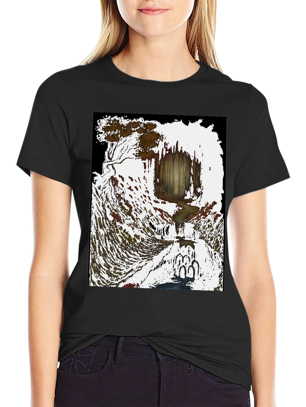 Artistic Waterfall Scene Tee