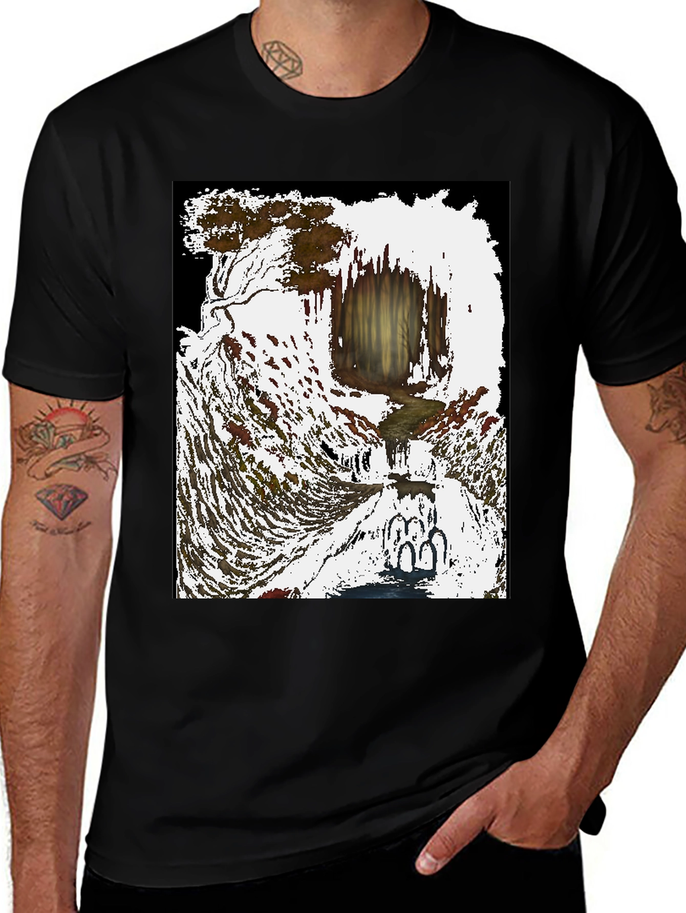 Artistic Waterfall Scene Tee