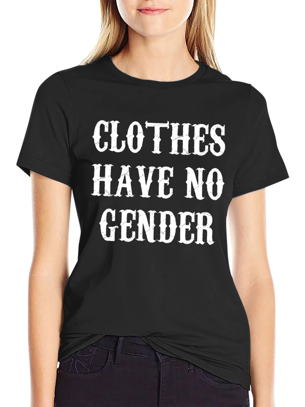 Clothes Have No Gender T-Shirt - Black Cotton