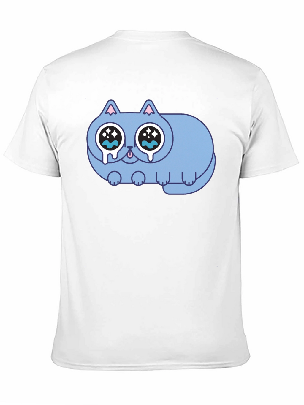 Sad Crying Cat Graphic Black T-Shirt