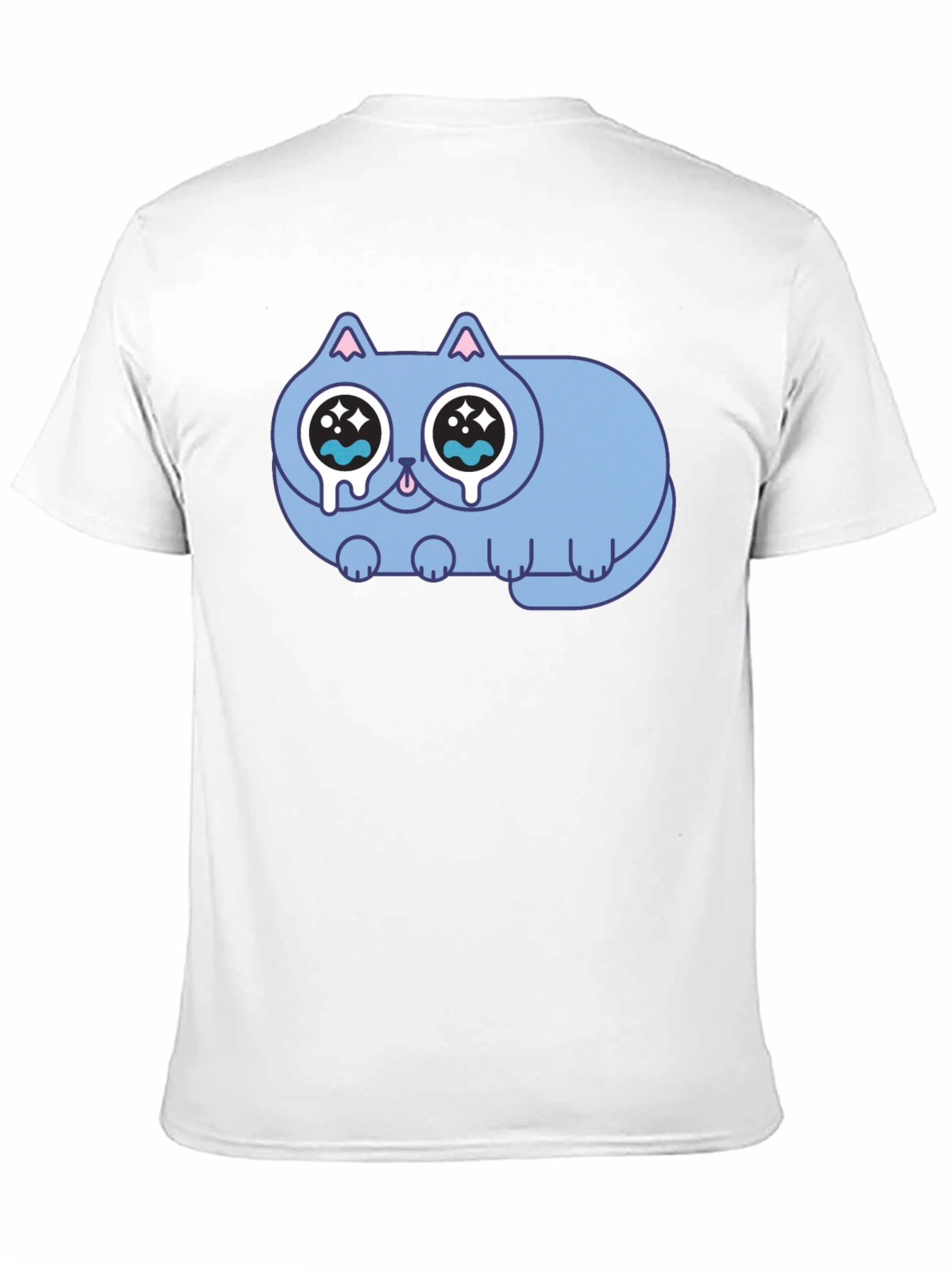 Sad Crying Cat Graphic Black T-Shirt