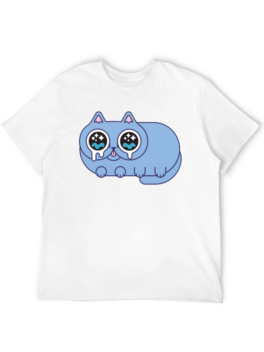 Sad Crying Cat Graphic Black T-Shirt