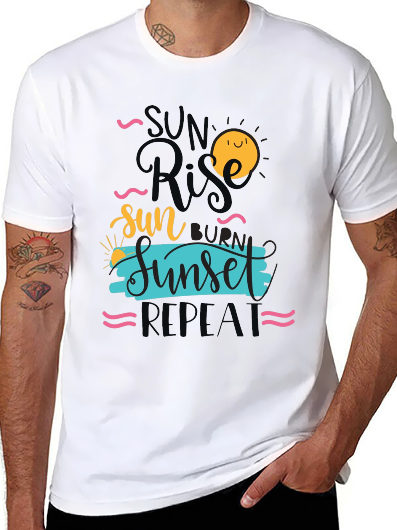 Sunrise Sunset Repeat Graphic Tee - Casual Comfort