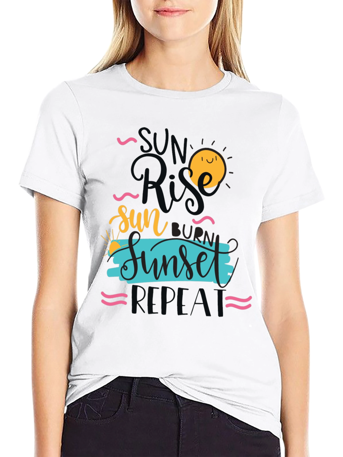 Sunrise Sunset Repeat Graphic Tee - Casual Comfort