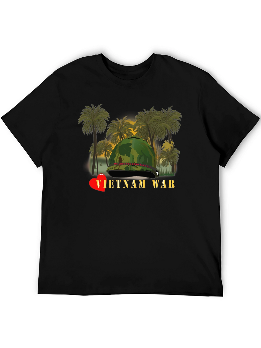 Vietnam War Heart T-Shirt - Black Unique Design
