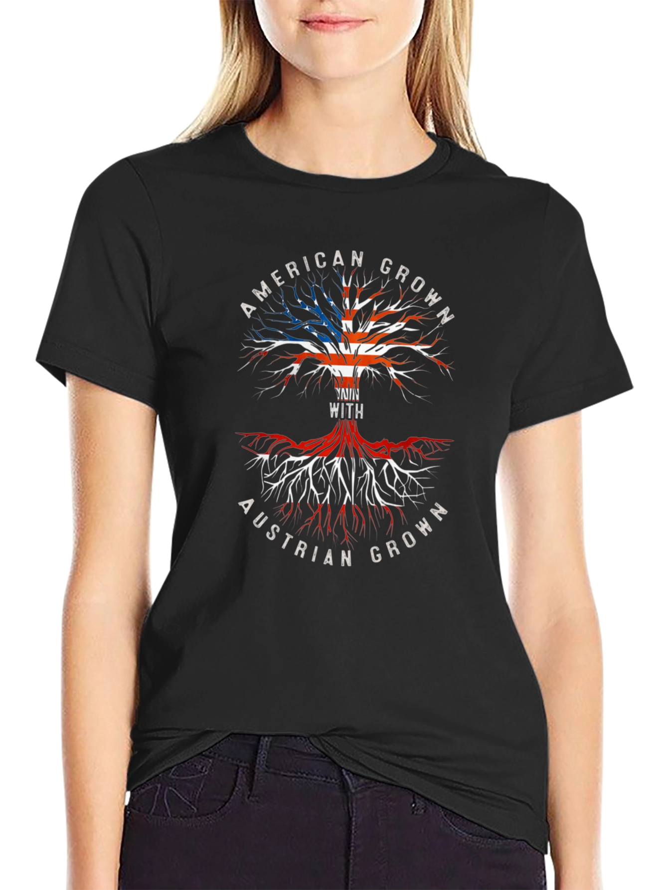 American Austrian Roots Tree Graphic T-Shirt