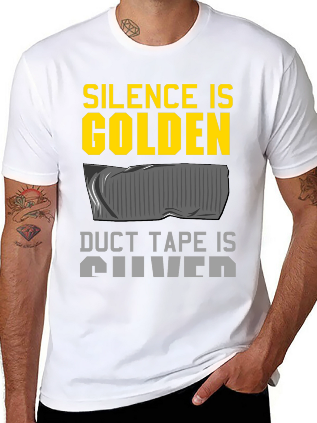 Silence is Golden Duct Tape Silver Funny T-Shirt