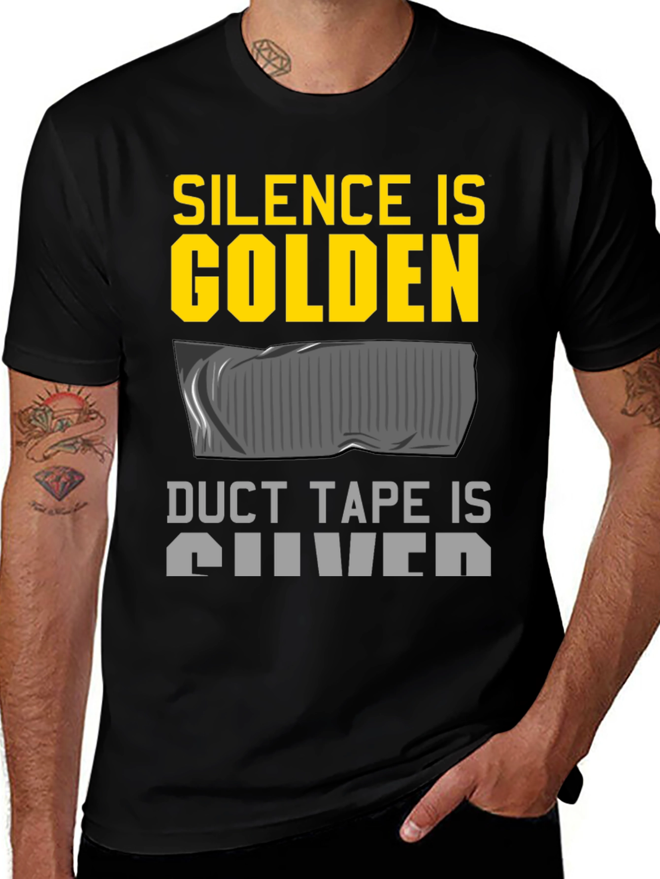 Silence is Golden Duct Tape Silver Funny T-Shirt