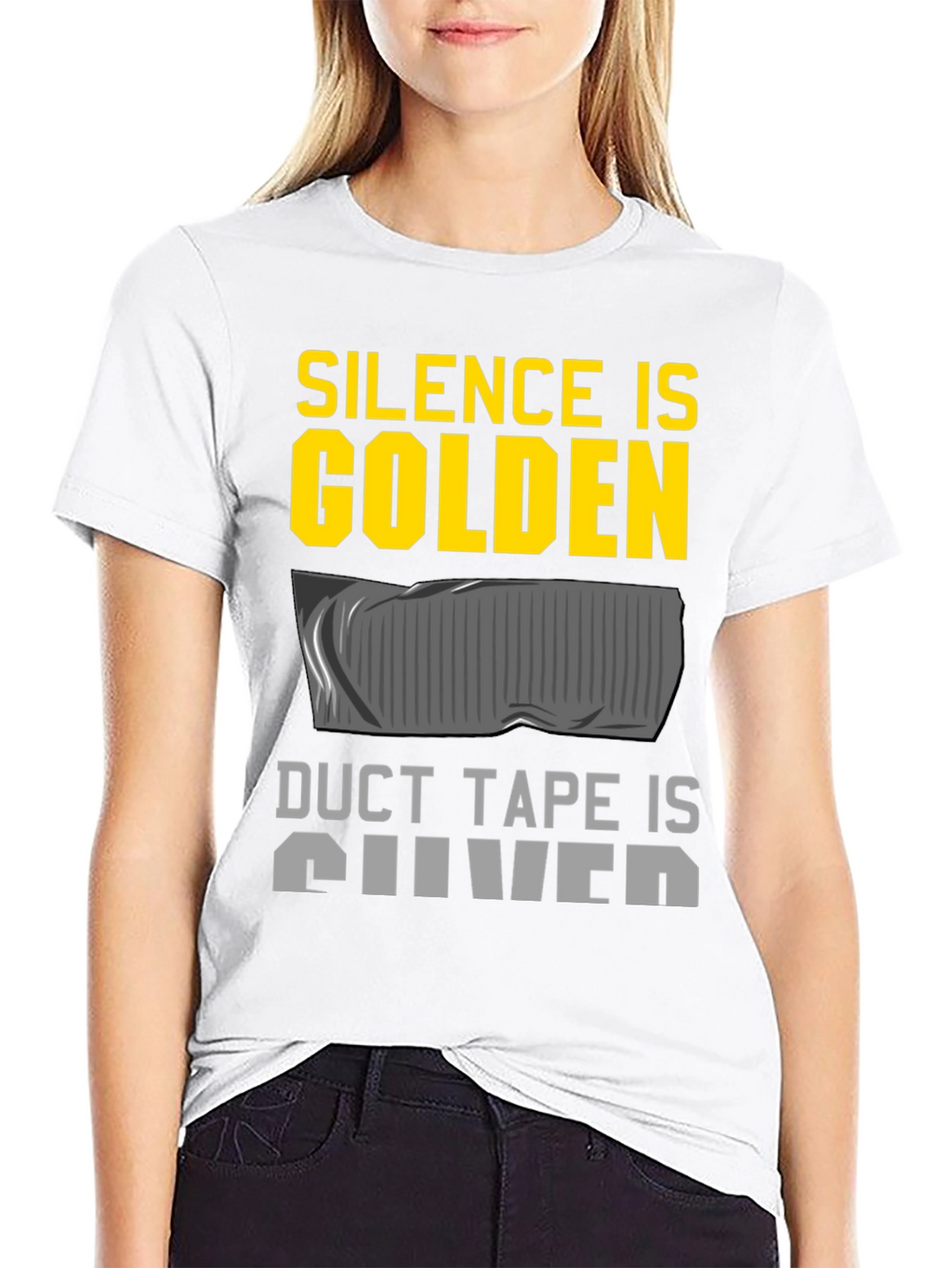 Silence is Golden Duct Tape Silver Funny T-Shirt