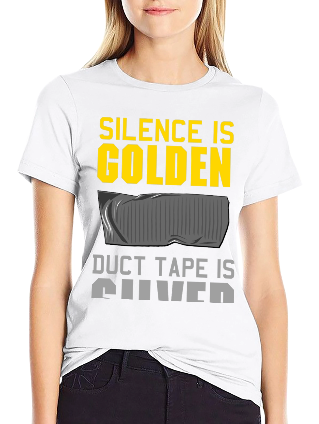 Silence is Golden Duct Tape Silver Funny T-Shirt