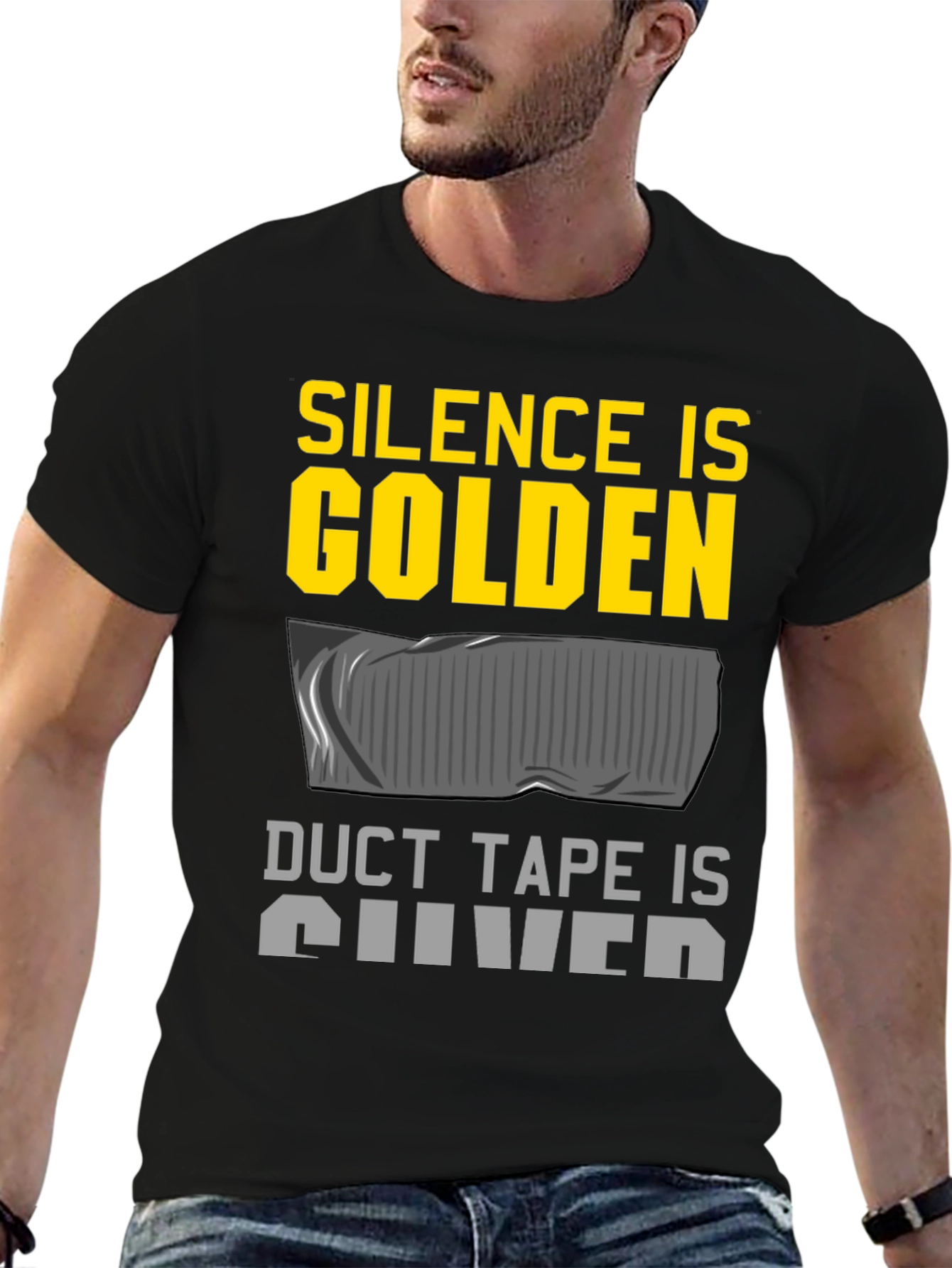 Silence is Golden Duct Tape Silver Funny T-Shirt